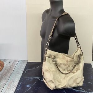 Authentic Vintage Coach Cream Shoulder Bag with Sparkle Cs